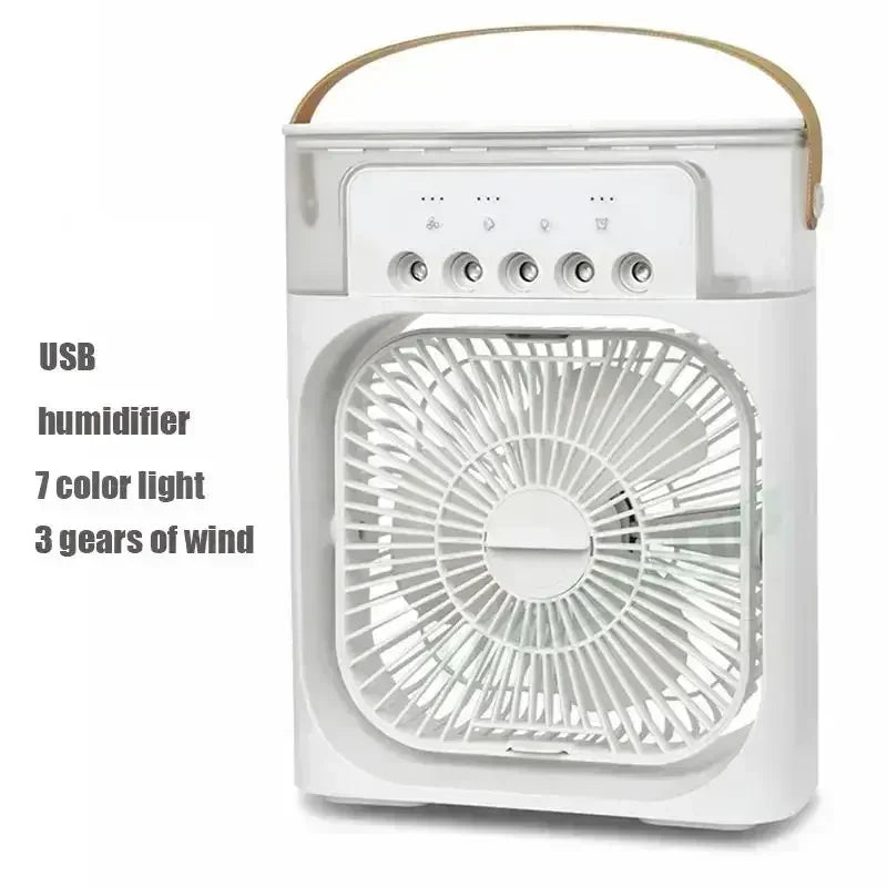 Mini refroidisseur d'air 3-en-1 avec ventilateur, humidificateur et lumière LED