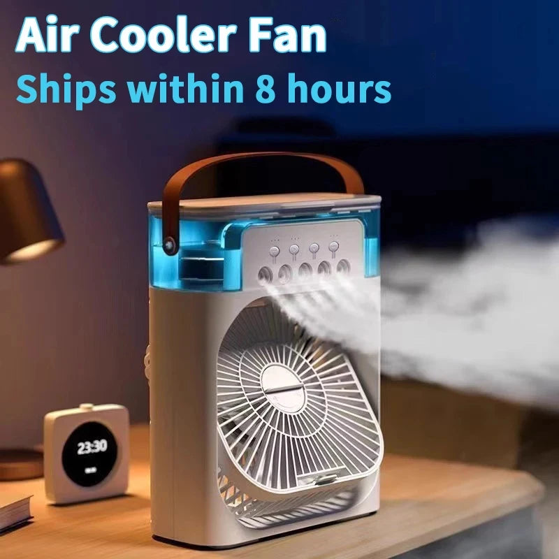 Mini refroidisseur d'air 3-en-1 avec ventilateur, humidificateur et lumière LED