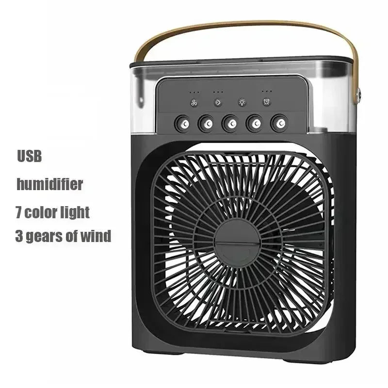 Mini refroidisseur d'air 3-en-1 avec ventilateur, humidificateur et lumière LED