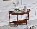 Half Moon Glass Top Oka Wood Console Table