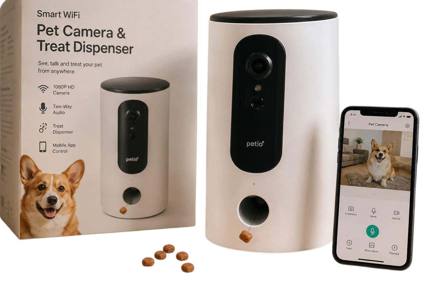 Smart Wifi pet caméra & treat dispenser