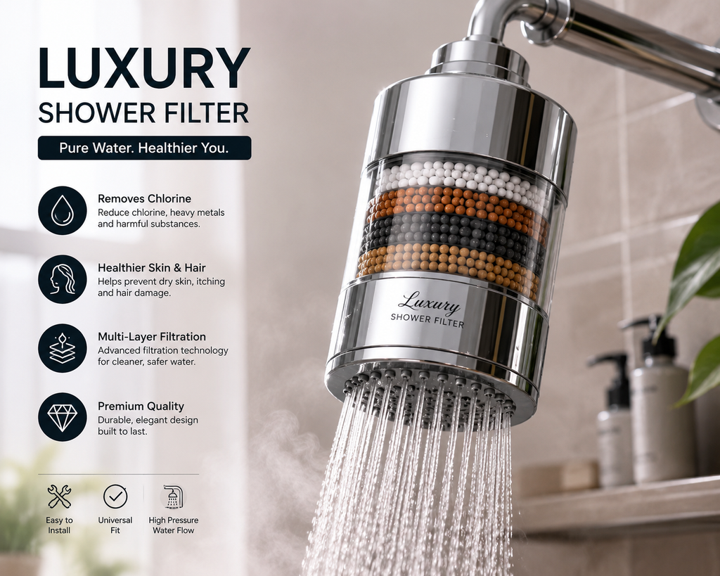 Filtre de Douche de Luxe – Une eau plus pure pour votre peau et vos cheveux