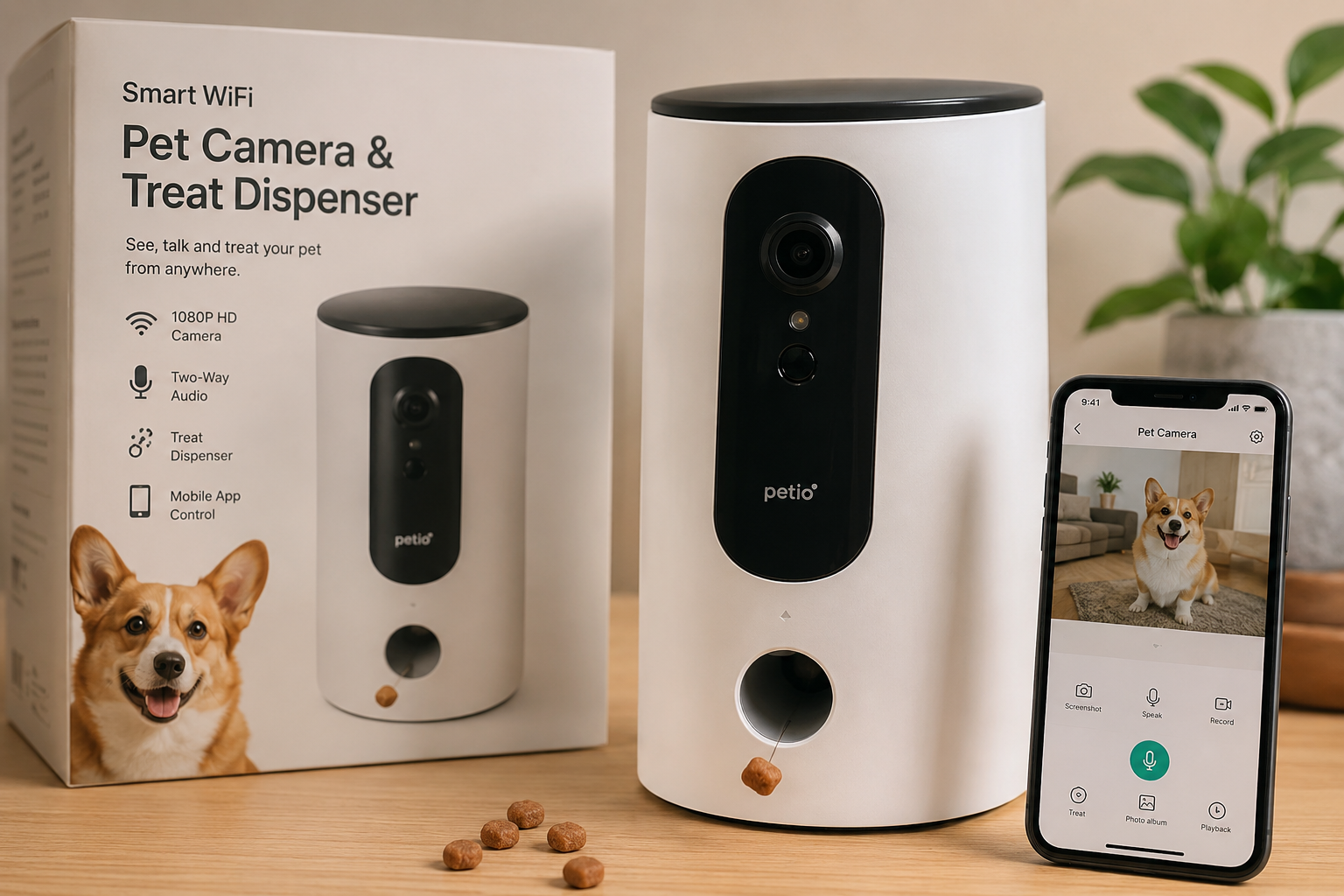 Smart Wifi pet caméra & treat dispenser