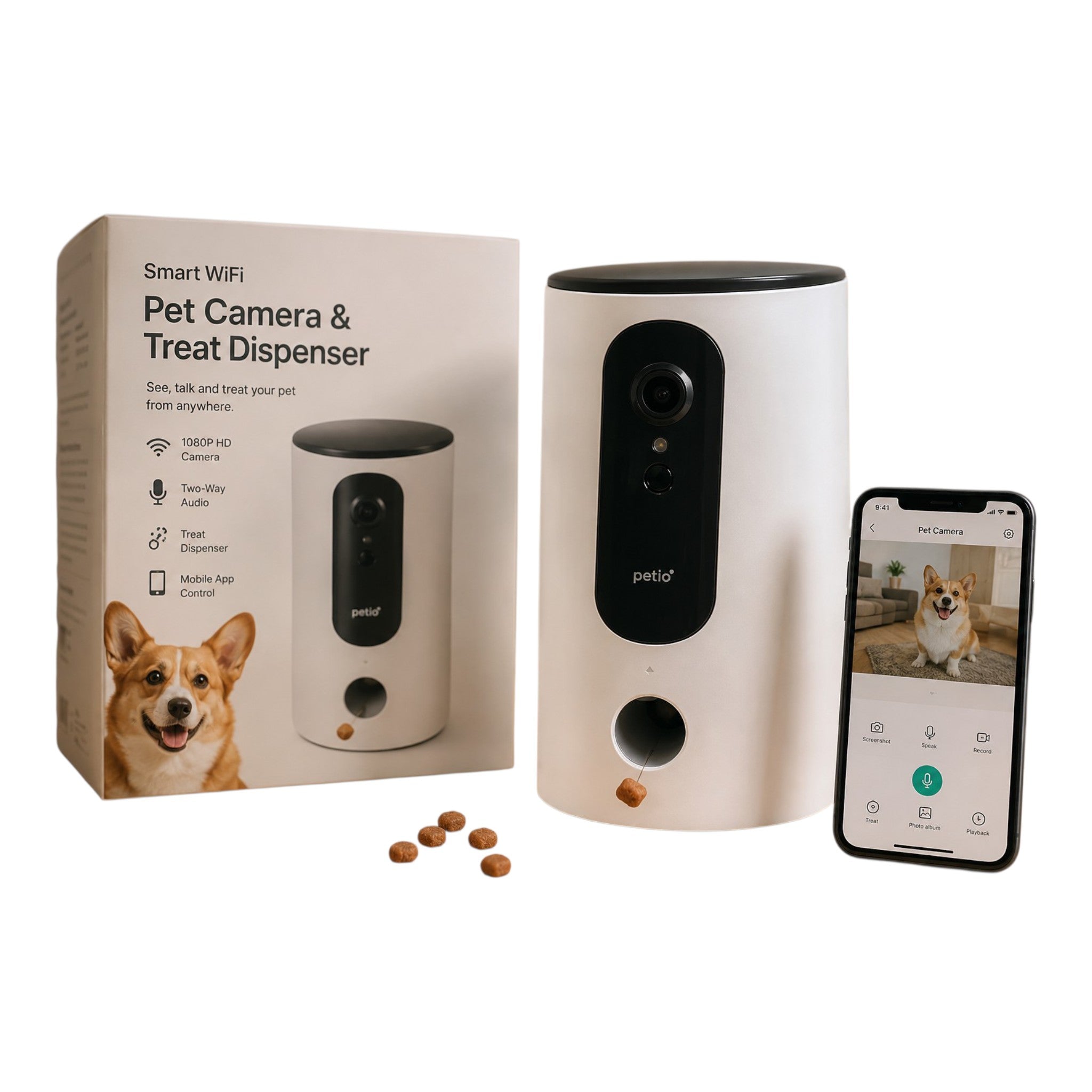 Smart Wifi pet caméra & treat dispenser